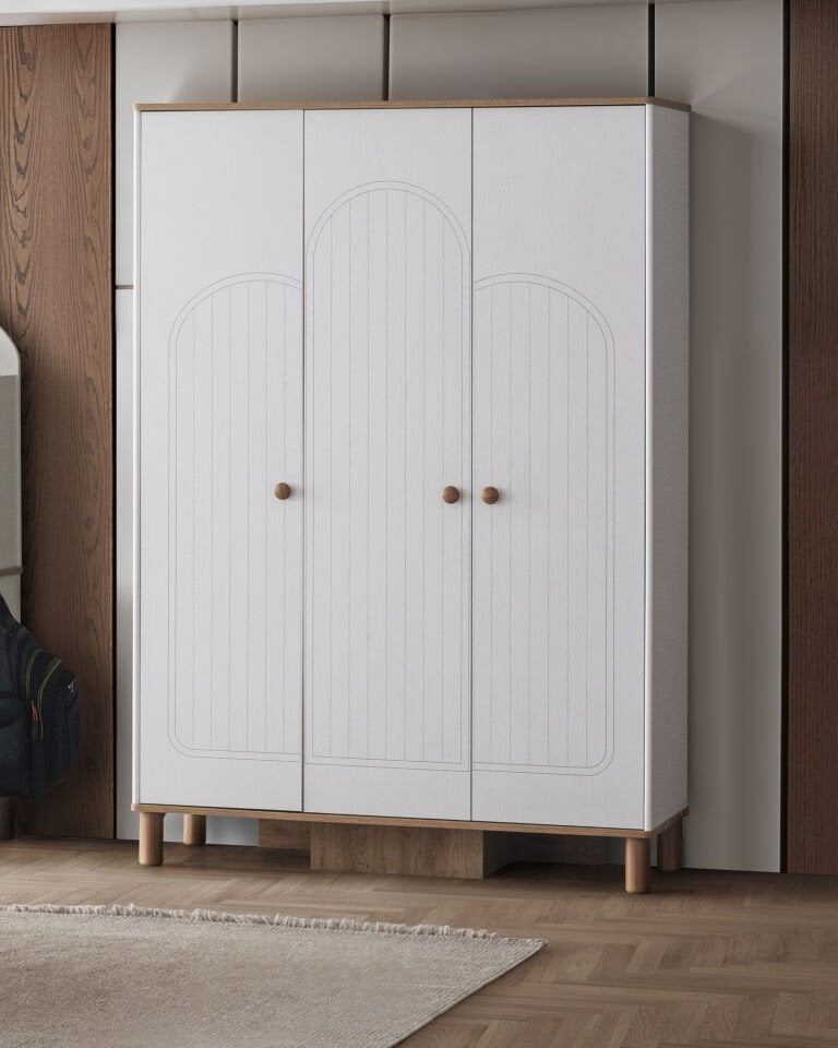 BOHOSTYLE 3 KAPILI DOLAP+ÇALIŞMA MASASI+100*200 KARYOLA