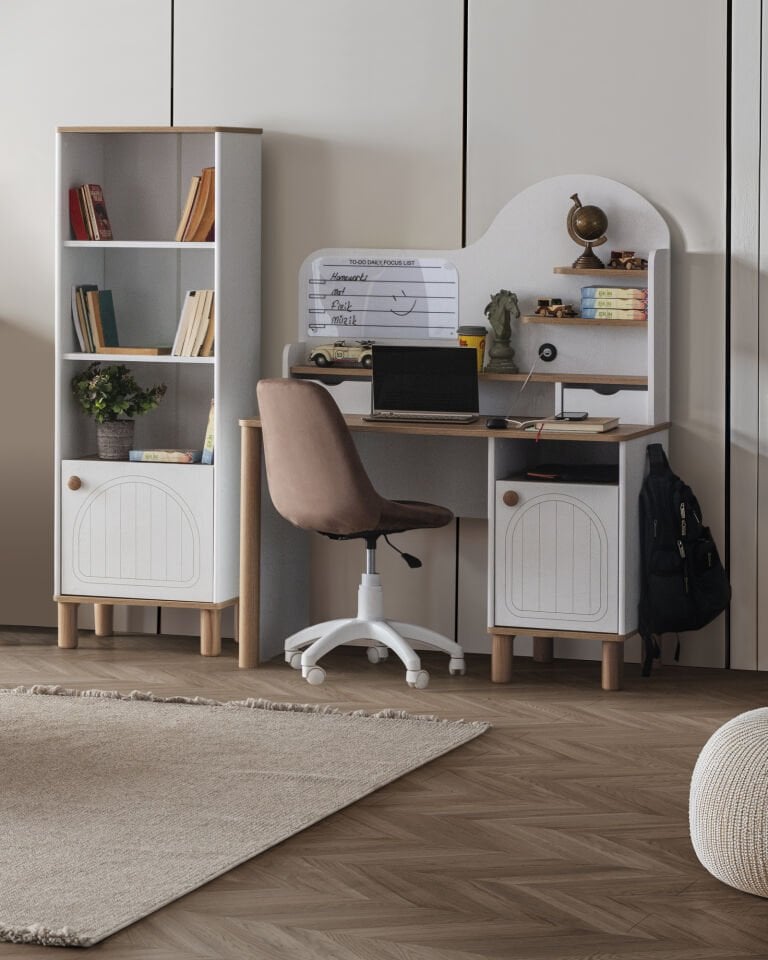 BOHOSTYLE 3 KAPILI DOLAP+ÇALIŞMA MASASI+100*200 KARYOLA