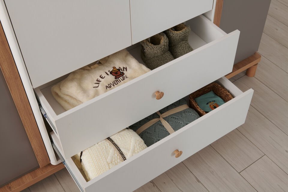 GRAY 3 KAPILI DOLAP+ÇALIŞMA MASASI+100*200 KARYOLA