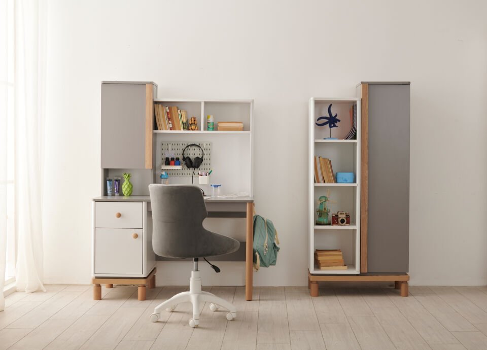 GRAY 3 KAPILI DOLAP+ÇALIŞMA MASASI+100*200 KARYOLA