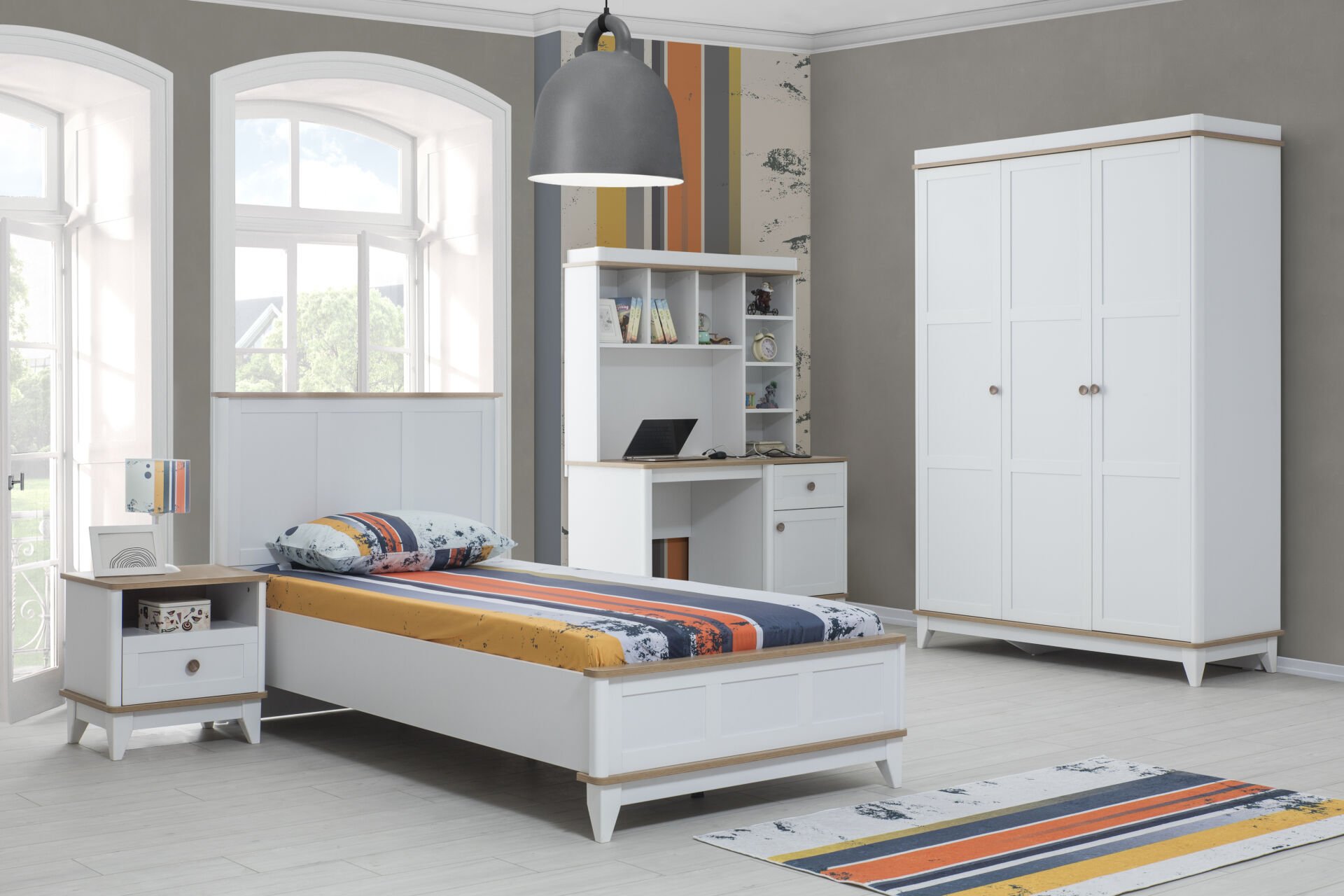 LORA 3 KAPILI DOLAP+ÇALIŞMA MASASI+100*200 KARYOLA