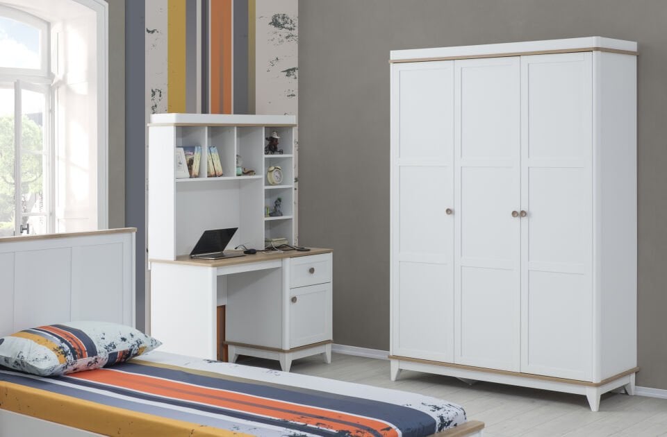 LORA 3 KAPILI DOLAP+ÇALIŞMA MASASI+100*200 KARYOLA