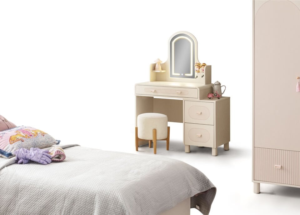 LUNA 3 KAPILI DOLAP+ÇALIŞMA MASASI+100*200 KARYOLA