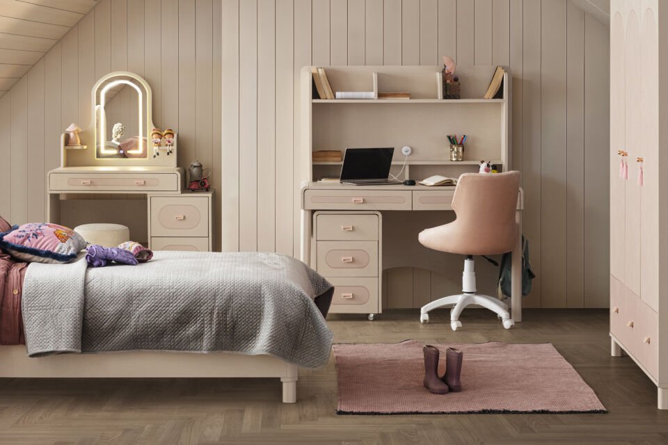 LUNA 3 KAPILI DOLAP+ÇALIŞMA MASASI+100*200 KARYOLA