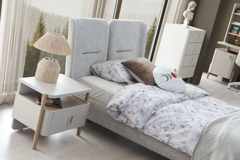 MARVEN 3 KAPILI DOLAP AHŞAP KAPAKLI+ÇALIŞMA MASASI+100*200 KARYOLA