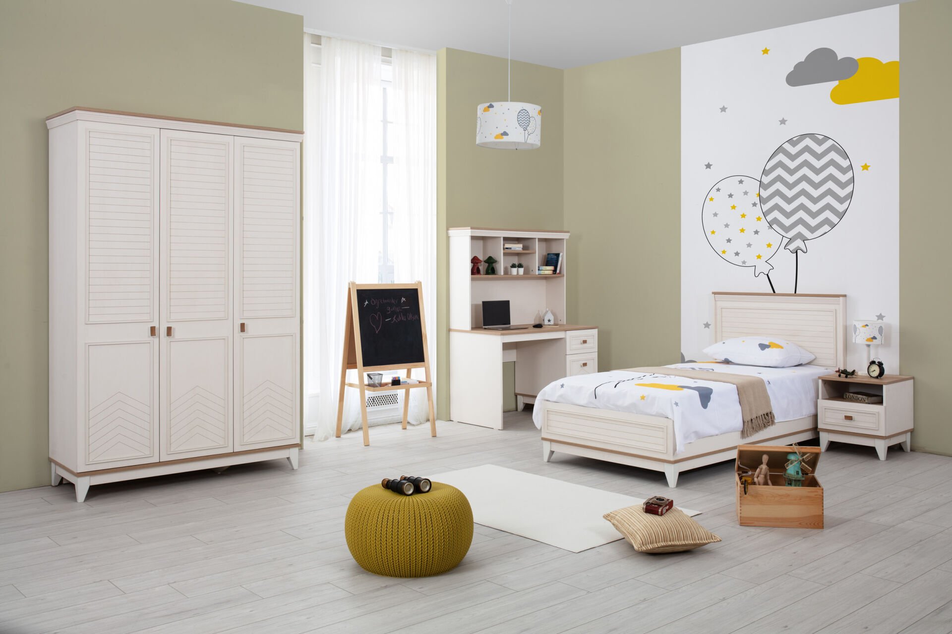 SEDIR 3 KAPILI DOLAP+ÇALIŞMA MASASI+100*200 KARYOLA