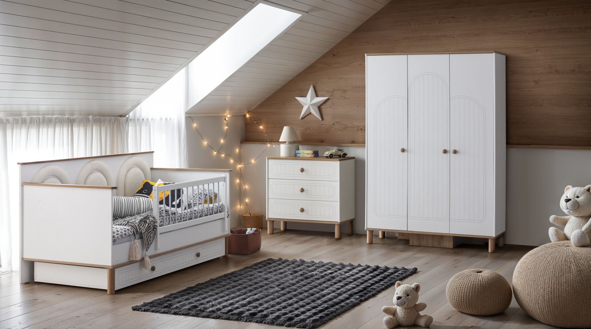 BOHOSTYLE 3 KAPILI DOLAP + ŞİFONYER + 90*190 MONTESSORI KARYOLA