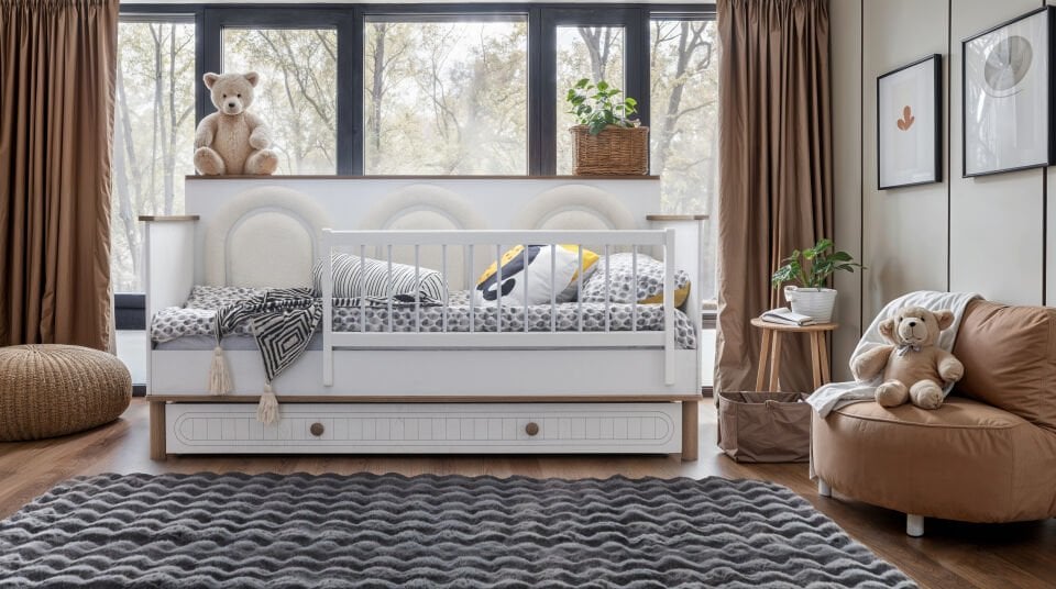 BOHOSTYLE YOUNG 3 KAPILI DOLAP + ŞİFONYER + 90*190 MONTESSORI KARYOLA