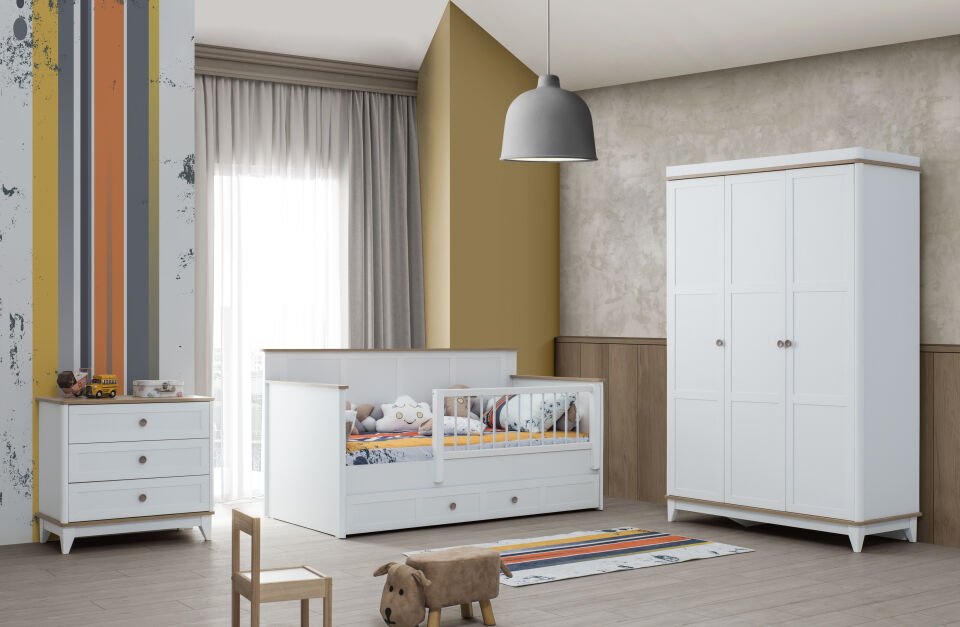 LORA 3 KAPILI DOLAP + ŞİFONYER + 90*190 MONTESSORI KARYOLA