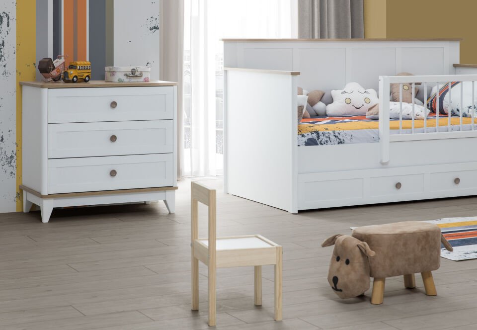 LORA 3 KAPILI DOLAP + ŞİFONYER + 90*190 MONTESSORI KARYOLA