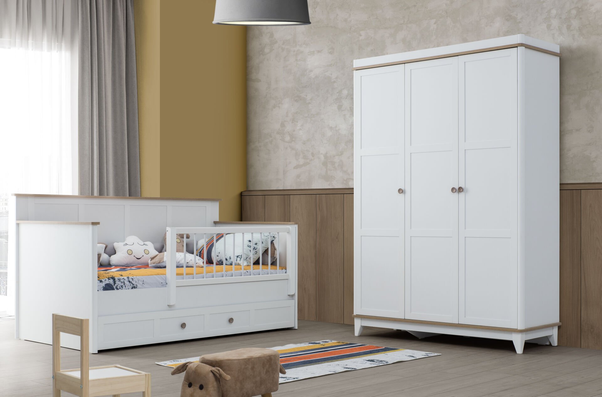 LORA 3 KAPILI DOLAP + ŞİFONYER + 90*190 MONTESSORI KARYOLA