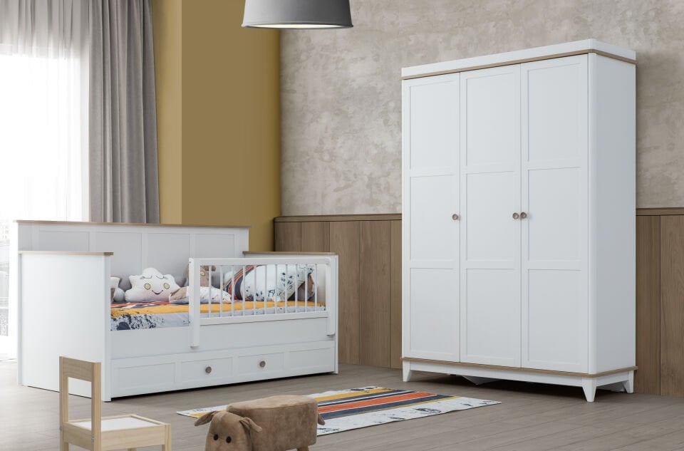 LORA 3 KAPILI DOLAP + ŞİFONYER + 90*190 MONTESSORI KARYOLA