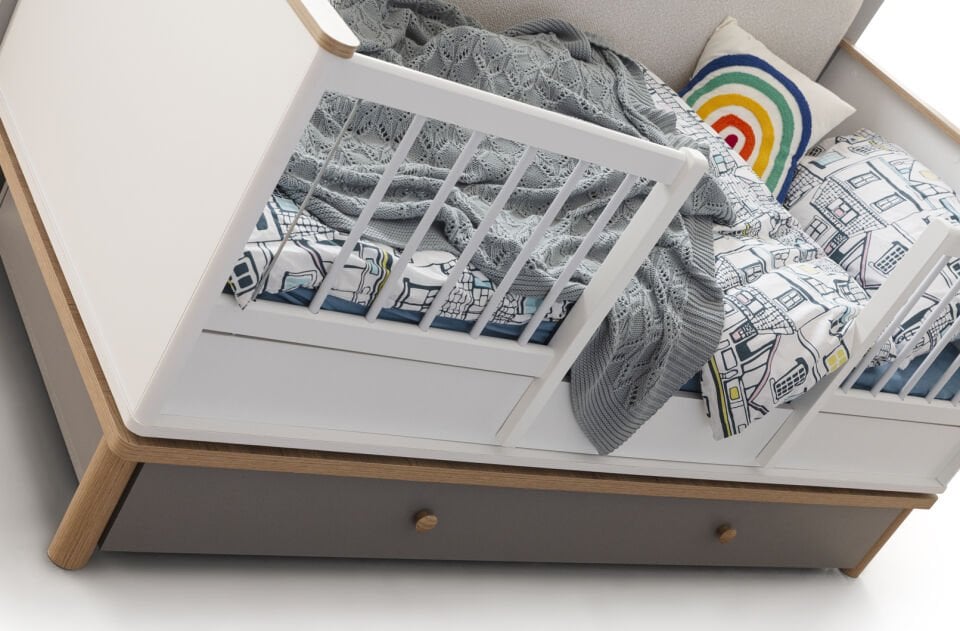 GRAY 3 KAPILI DOLAP + ŞİFONYER + YENİ 90*190 MONTESSORI KARYOLA