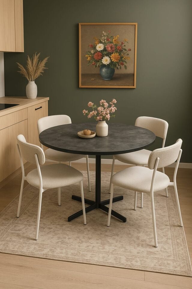 Tedy Metal Sandalye & Yuvarlak Masa Takımı